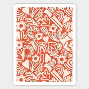 Tween spirit abstract flowers and rainbows in coral Magnet